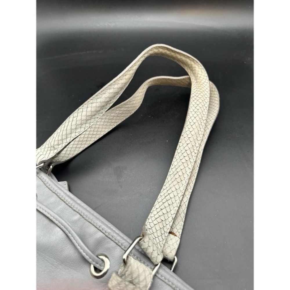 Marizio Taiuti Gray Snake Suede Leather Shoulder Tote Bag Purse Boho Italy - Picture 5 of 10